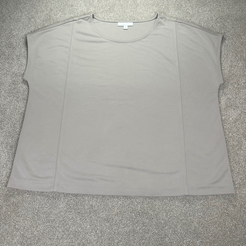Pure Jill Sand Washed Tunic Top Womens XL Beige Cap Sleeve Round‎ Neck